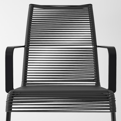 VÄSMAN Chair with armrests, outdoor, black