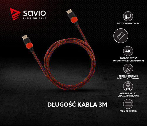 Savio HDMI Cable GCL-04 3m