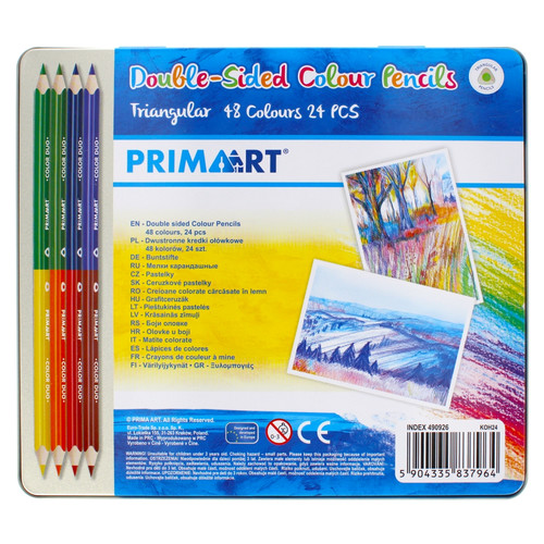 Prima Art Triangular Double-sided Colour Pencils 48 Colours 24pcs