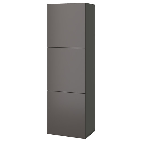 BESTÅ Shelf unit with doors, dark grey/Lappviken dark grey, 60x42x193 cm