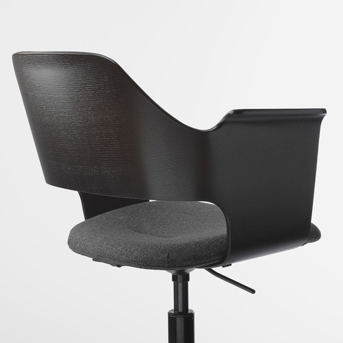 FJÄLLBERGET Conference chair, black stained ash veneer, Gunnared dark grey