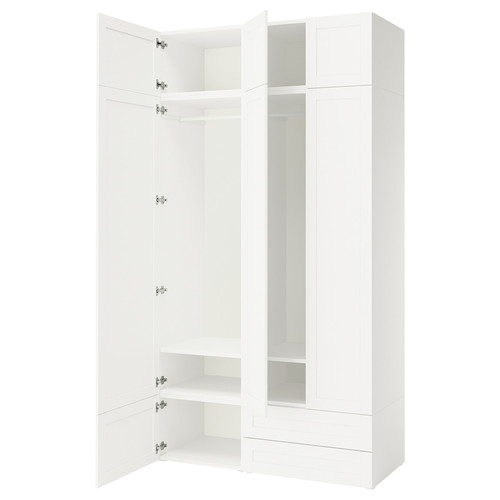 PLATSA Wardrobe combination, white/Sannidal white, 140x57x261 cm