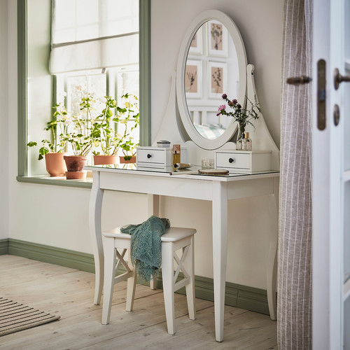 HEMNES Dressing table with mirror, white