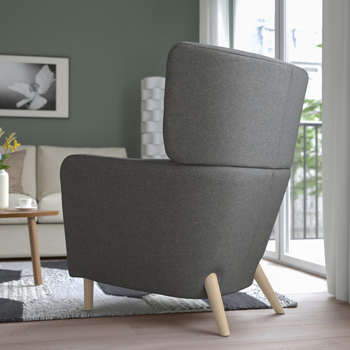 OSKARSHAMN Wing chair, Tibbleby beige/grey