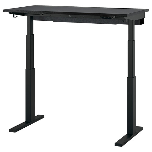 MITTZON Desk sit/stand, electric black stained ash veneer/black, 120x60 cm