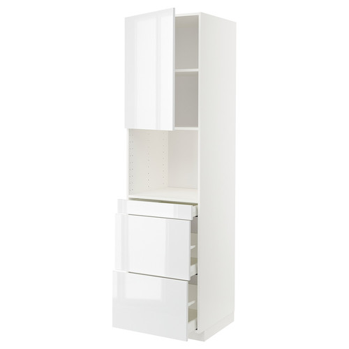 METOD / MAXIMERA Hi cab f micro combi w door/3 drwrs, white/Ringhult white, 60x60x220 cm