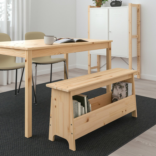 PERJOHAN Bench with storage, pine, 100 cm