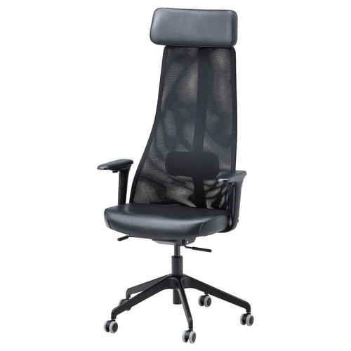 JÄRVFJÄLLET Office chair with armrests, Glose black, 68x68 cm