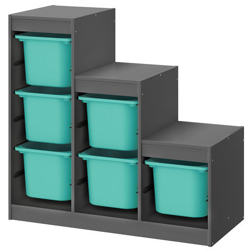 TROFAST Storage combination, grey/turquoise, 99x44x94 cm