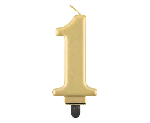 Birthday Candle 1 Metallic 8cm, gold