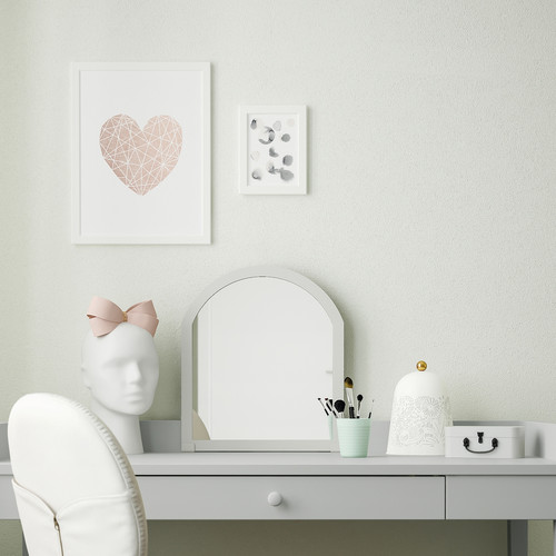 SMYGA Mirror for desk/wall, light grey