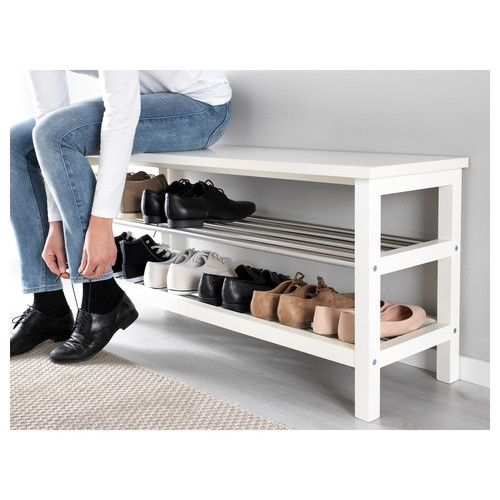 TJUSIG Bench with shoe storage, white, 108x50 cm