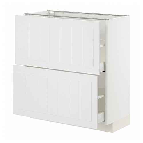 METOD / MAXIMERA Base cabinet with 2 drawers, white/Stensund white, 80x37 cm