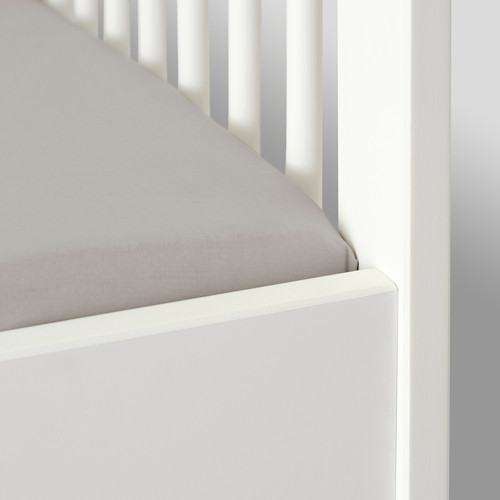 LENAST Fitted sheet for cot, white, grey, 60x120 cm, 2 pack