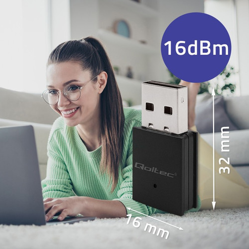 Qoltec Mini Adapter Wi-Fi, BT 4.0