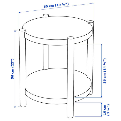 LISTERBY Side table, dark brown beech veneer, 50 cm