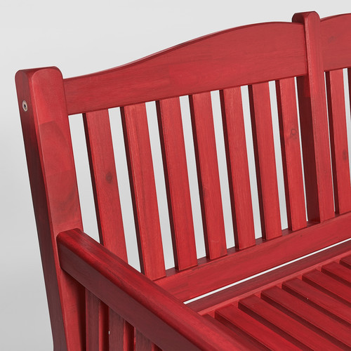 PÄRONHOLMEN Bench with backrest, outdoor, red