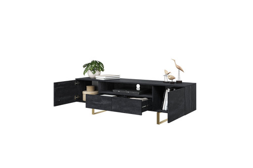 TV Cabinet Verica 200 cm, charcoal/gold legs