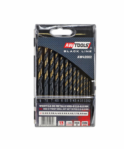 AW HSS M2 Premium Metal Drill Bit Set 2.0-8.0mm 13pcs