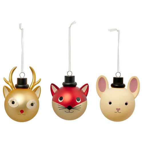 VINTERFINT Tree ornament set of 3, bauble animals