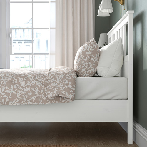 HEMNES Bed frame with mattress, white stain/Åkrehamn medium firm, 160x200 cm