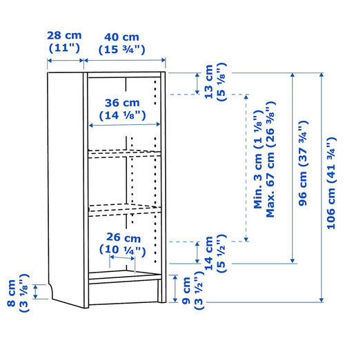 BILLY Bookcase, dark brown oak effect, 40x28x106 cm