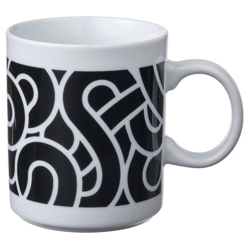 SOTRONN Mug, black/white, 32 cl