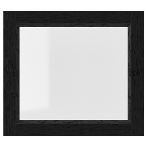OXBERG Glass door, black oak effect, 40x35 cm