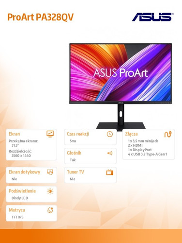 Asus 32" Monitor PA328QV IPS 400NIT DP HDMI USB-A