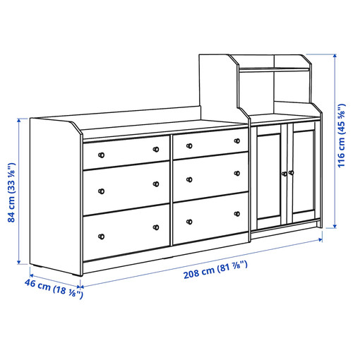 HAUGA Storage combination, grey, 208x116 cm