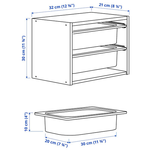 TROFAST Wall storage, light white stained pine/white, 32x21x30 cm