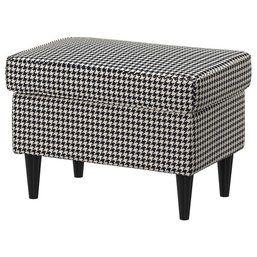 STRANDMON Footstool, Vibberbo black/beige