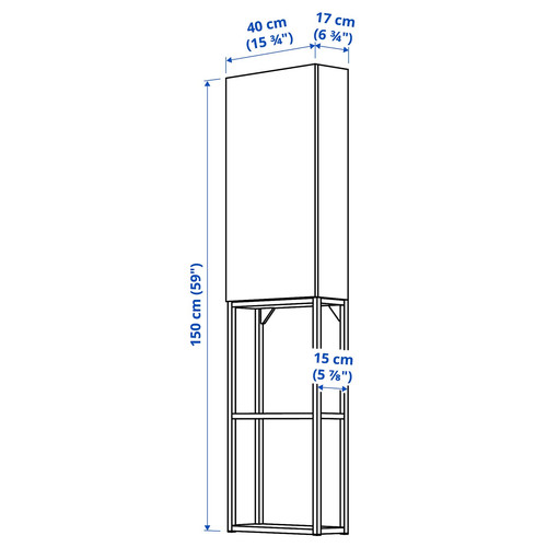 ENHET Wall storage combination, anthracite, white, 40x15x150 cm