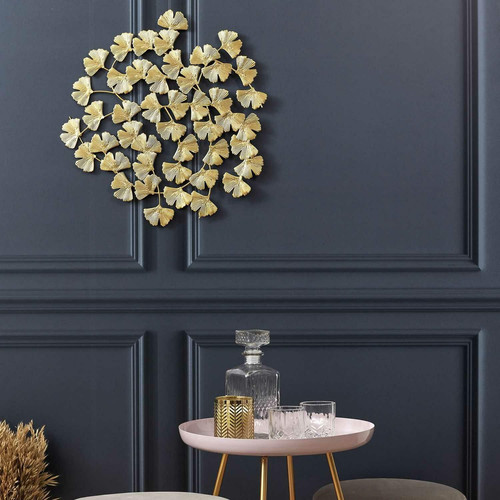 Metal Wall Decoration Ginkgo, gold