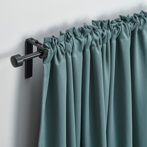 MAJGULL Room darkening curtains, 1 pair, dark grey-turquoise, 145x300 cm