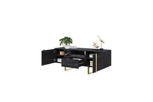 TV Cabinet Verica 150 cm, charcoal/gold legs