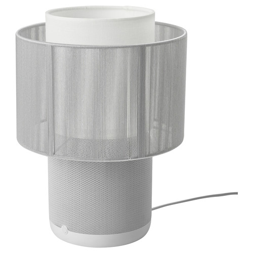 SYMFONISK Speaker lamp w Wi-Fi, textile shade, white