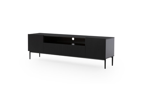 TV Cabinet Nicole 200cm, matt black, black legs