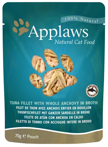 Applaws Natural Cat Food Tuna Fillet with Whole Anchovy in Broth 70g