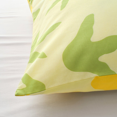 JÄTTELIK Quilt cover and pillowcase, Tyrannosaurus Rex/Triceratops, yellow, 150x200/50x60 cm