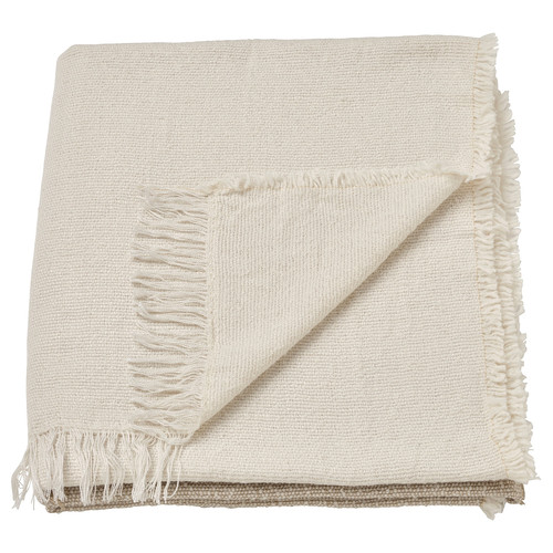 GUNNEMOR Throw, off-white/grey-beige, 130x170 cm