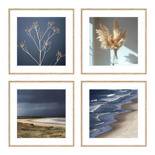 Picture Set Dried Plants & Sea 30 x 30 cm 4-pack