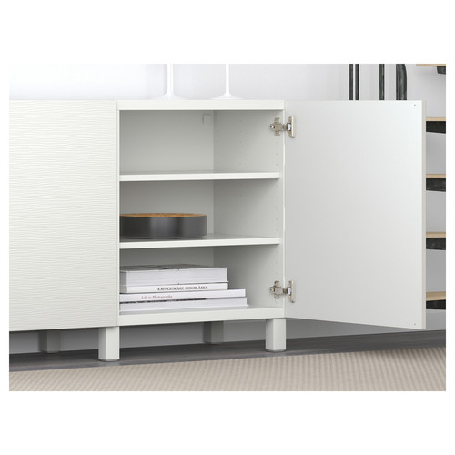 BESTÅ Storage combination with doors, white, Laxviken white, 180x40x74 cm