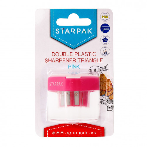 Starpak Double Plastic Sharpener Triangle, pink