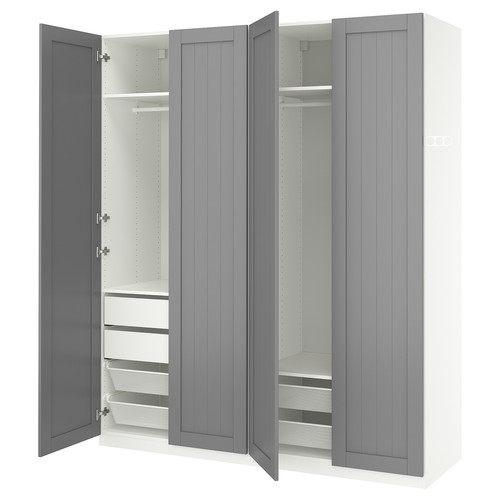 PAX / GULLABERG Wardrobe combination, white/grey, 200x60x236 cm