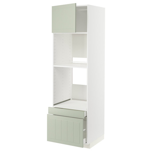 METOD / MAXIMERA Hi cab f ov/combi ov w dr/2 drwrs, white/Stensund light green, 60x60x200 cm