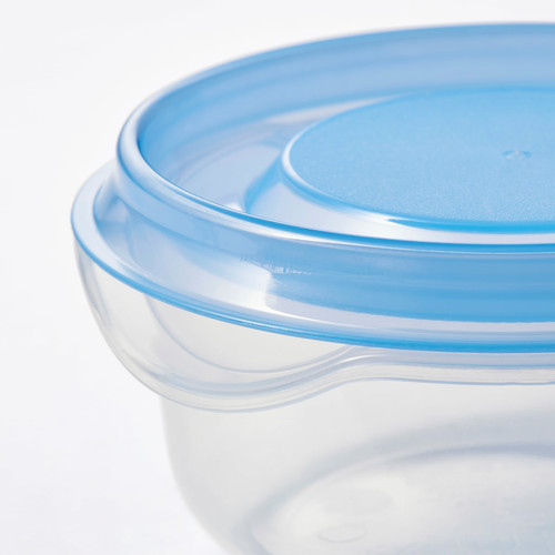 PRUTA Food container, transparent/blue, 70 ml, 3 pack