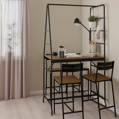 HÅVERUD Table with storage ladder, black