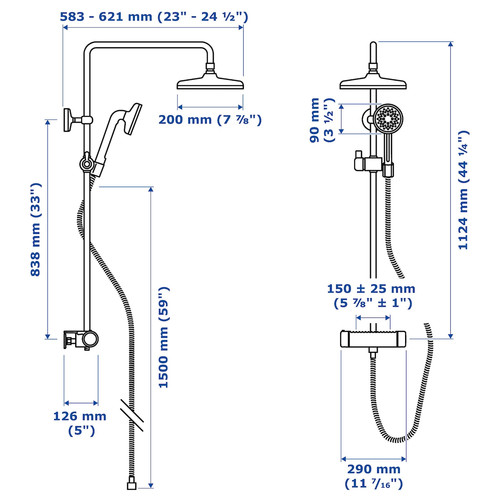 VOXNAN Shower set with thermostatic mixer, chrome-plated