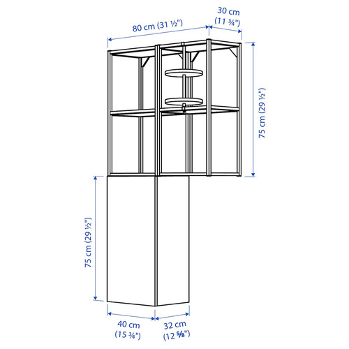 ENHET Wall storage combination, white/oak effect, 80x32x150 cm